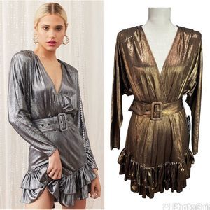 Retrofete Metallic Mini Dress in Gold